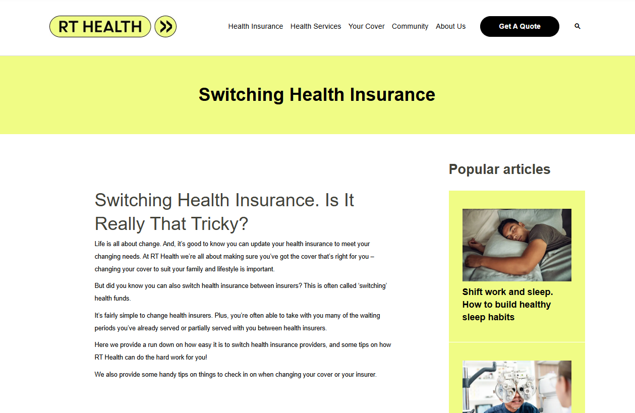How to Switch My Health Insurance to RT Health